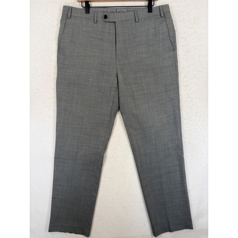 Chaps Mens Grey Wool Blend Flat Front Dress Pants Trousers 36x32
